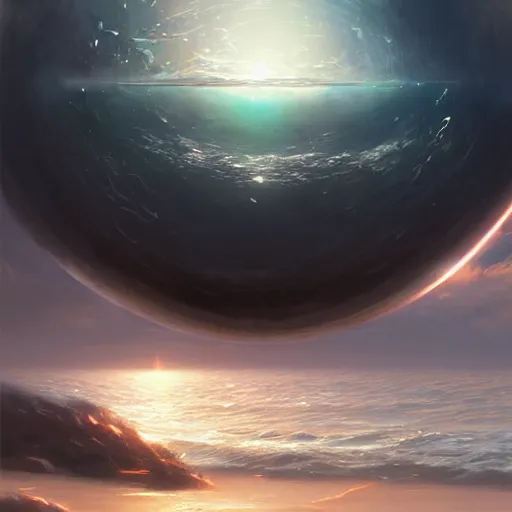 Prompt: An energy sphere in the ocean, by greg rutkowski