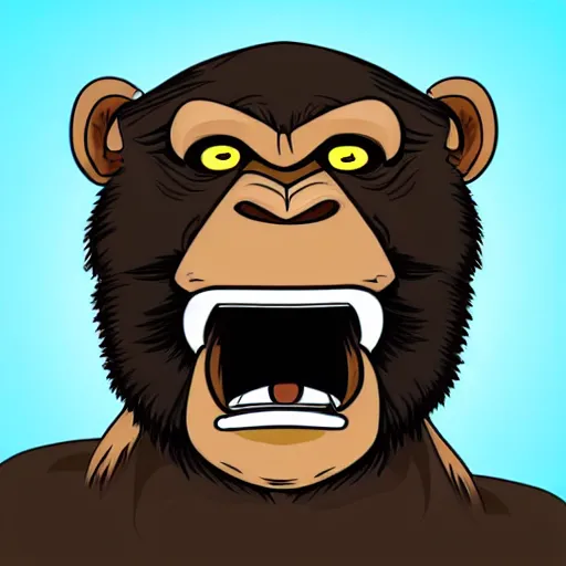 Image similar to sabertooth tiger with large tusks drawn like a bored ape nft, cartoon style