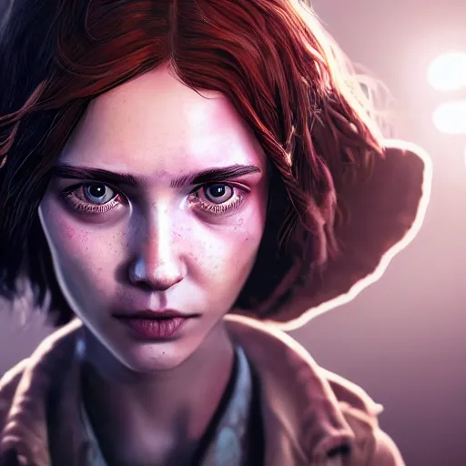 Prompt: portrait art of clementine walking dead telltale games, art by alessio albi 8 k ultra realistic, angel wings, lens flare, atmosphere, glow, detailed, intricate, full of colour, led lighting, trending on artstation, 4 k, hyperrealistic, focused, extreme details, unreal engine 5, masterpiece