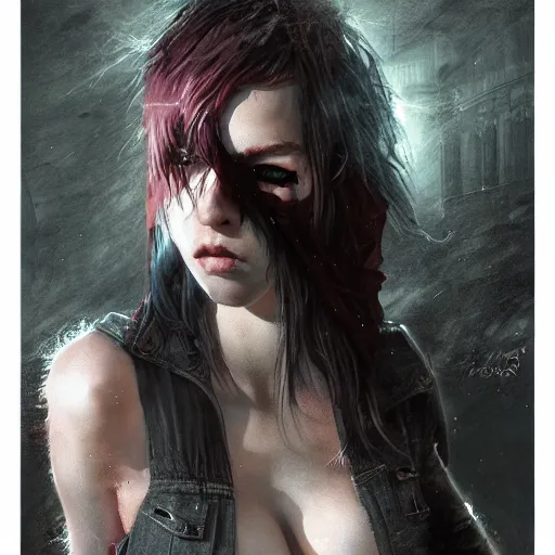 Image similar to teenage grunge punk rock, photography, sharp, digital matte painting, art by luis royo, greg rutkowski, wlop, dramatic lighting, trending on artstation