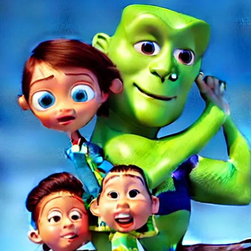 Image similar to pixar movie about kids playing in nuclear waste