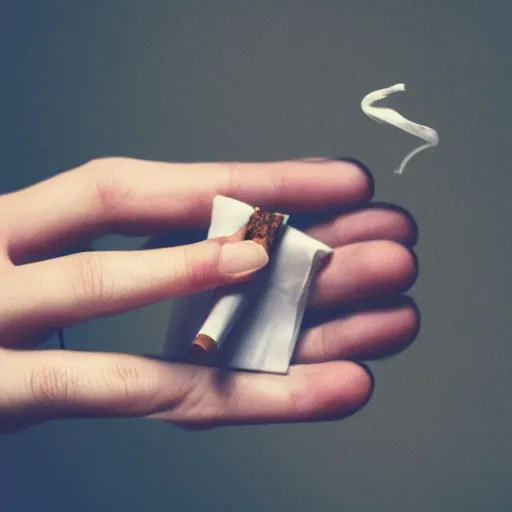 Image similar to cigarette in fingers, hyper realistic