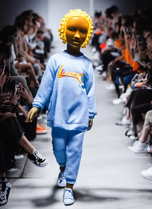 Image similar to hyperrealistic and heavy detailed air jordan runway show of maggie simpson, leica sl 2 5 0 mm, vivid color, high quality, high textured, real life