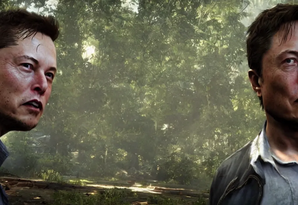 Image similar to elon musk in the video game in the last of us, gameplay screenshot, close up, 3 d rendering. unreal engine. amazing likeness. very detailed.