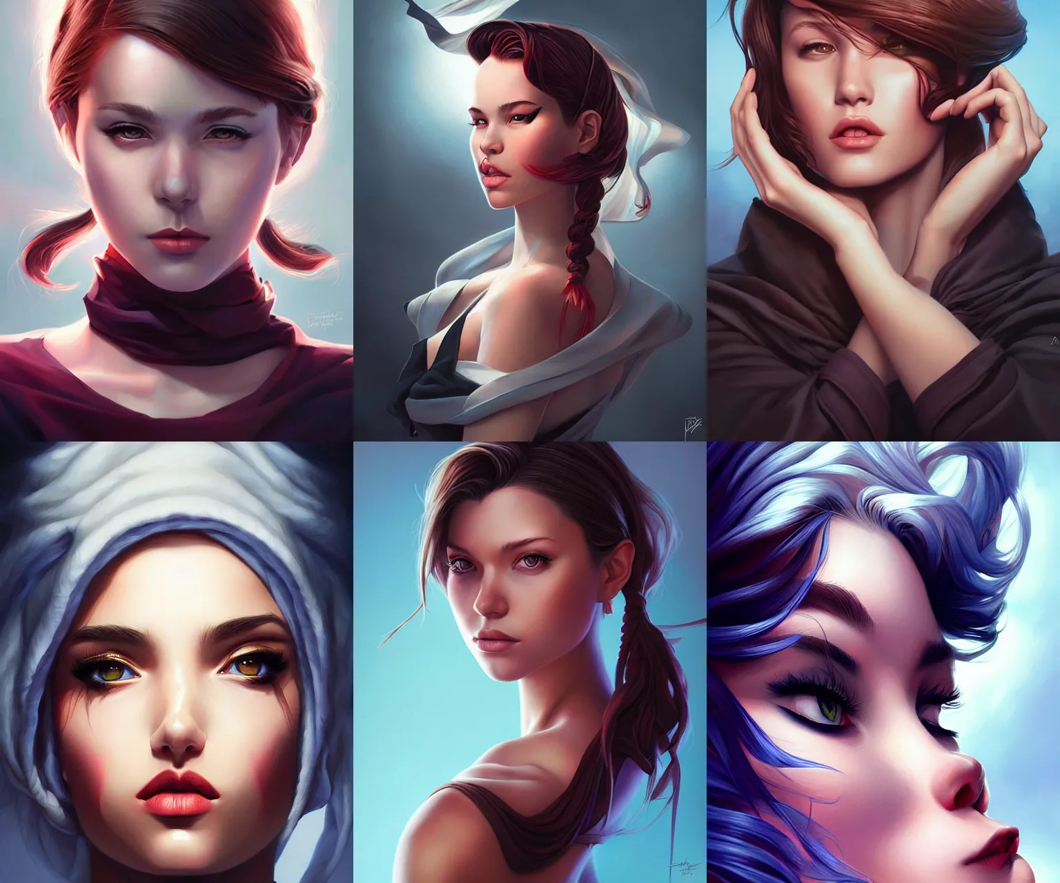 Prompt: dramatic portrait by artgerm and loish, styled by rhads, stunning artwork