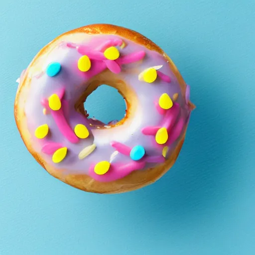 Image similar to donut with wings, light blue background