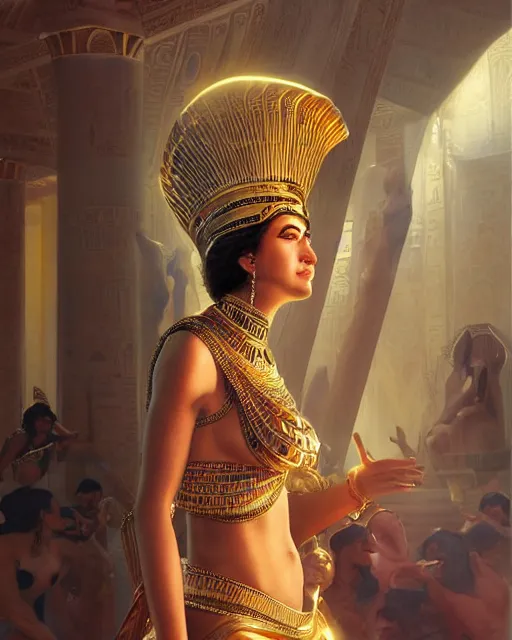 Prompt: Jessica Kahawaty as a beautiful egyptian princess, gorgeous, portrait, powerful, intricate, beautiful, masterpiece, elegant, volumetric lighting, back lighting, dramatic lighting, highly detailed, artstation, sharp focus, illustration, Artgerm, Jean-Léon Gérôme , ruan jia