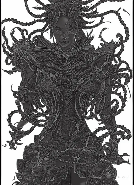 Image similar to a detailed full body portrait of the queen of blades, by akira yasuda