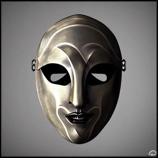 Image similar to venetian futuristic bauta mask, houdini render