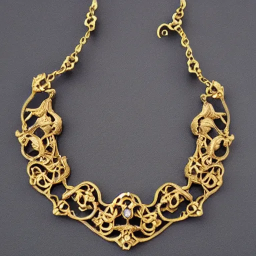 Image similar to fine beautiful rococo artnouveau necklace