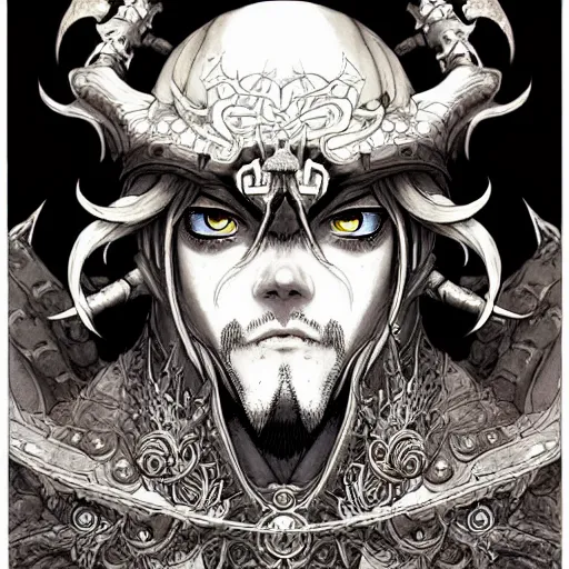 Image similar to prompt: World of Warcraft character portrait drawn Katsuhiro Otomo and Takato Yamamoto, inspired by Fables, magical and alchemical weapons, soft light, intricate detail, photorealistic style, intricate detailed oil painting, detailed illustration, oil painting, painterly feeling, intricate ink painting detail, sharp high detail, manga and anime 2000