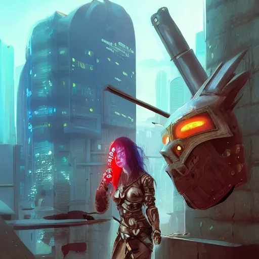 Image similar to cyberpunk viking helmet mask warrior goddess robot ninja fantasy, art gta 5 cover, official fanart behance hd artstation by jesper ejsing, by rhads, makoto shinkai and lois van baarle, ilya kuvshinov, ossdraws