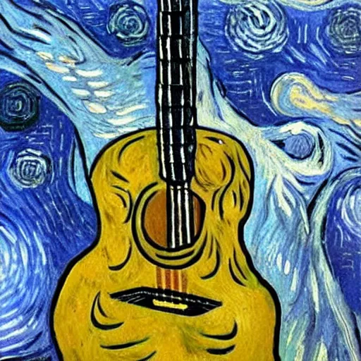 Prompt: oil painting of a sonic plays guitar by vincent van gogh