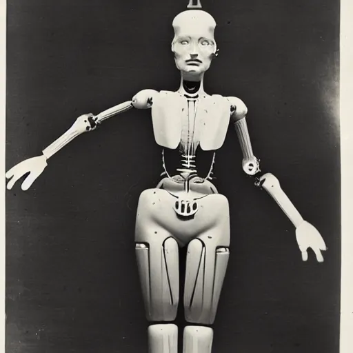 Prompt: Maria machinenmench from metropolis (1927), mechanical robot body, victorian era, medical 19th century photography