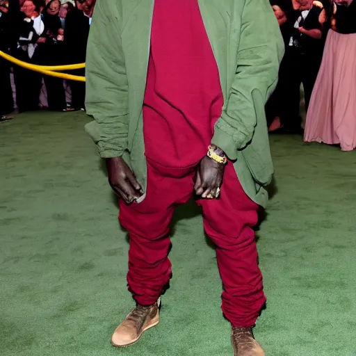 Prompt: kanye west dressed up as an avocado, red carpet photography