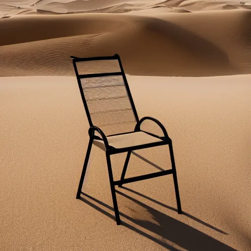 Image similar to a chair made of sand in the desert