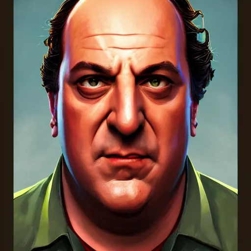 Prompt: portrait of tony soprano as a cosmo kramer, symmetrical face, glowing green eyes, kubric stare, crooked smile, highly detailed portrait, horror style, digital painting, artstation, book cover, concept art, smooth, sharp foccus ilustration, artstation hq