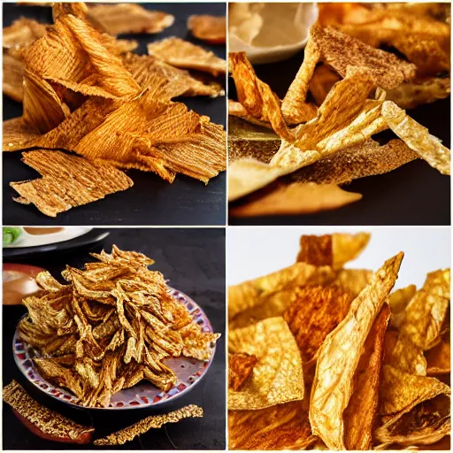 Prompt: a chaotic collage of award winning crispy crisps