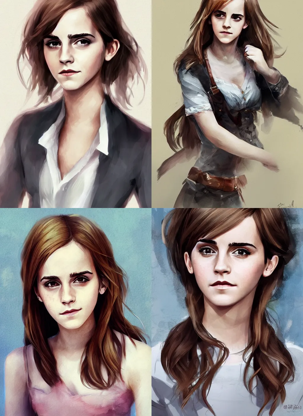 Prompt: Emma Watson, in the style of Krenz Cushart