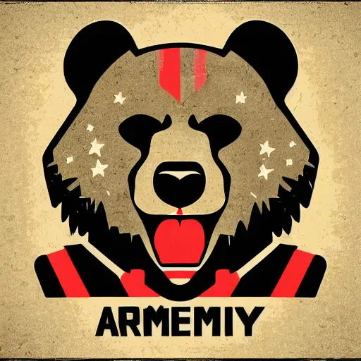 Image similar to Propaganda poster of a army bear, sticker, highly detailed, colorful, illustration, drama, smooth and clean vector curves, no jagged lines, vector art, smooth