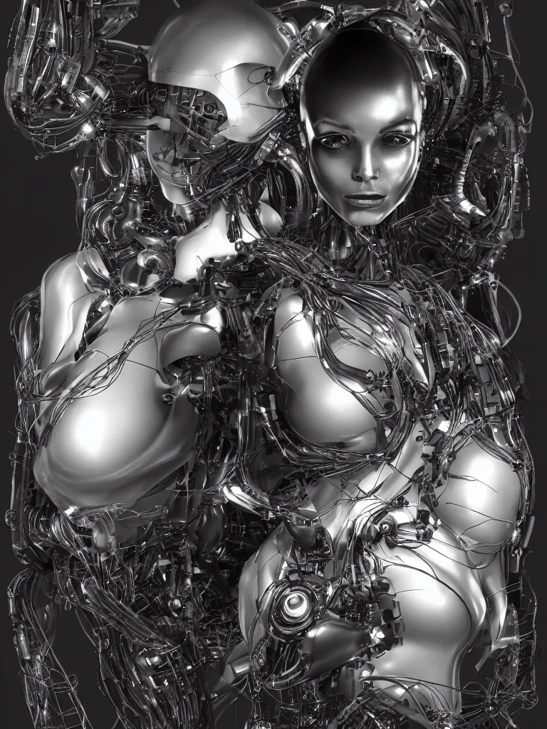 Prompt: a gorgeous concept art drawing of a female cybernetic woman with exposed biological eyes and heart, and wiring underneath her mannequin body. mid shot drawing, soft lighting, realistic, smooth face, 8 k high definition, insanely detailed, intricate, elegant, trending on artstation. influenced by chris fodd and chris moore and vincent di fate.