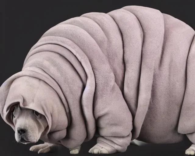 Image similar to purebred tardigrade with owner, beautiful coat, excellent symmetrical face, exquisite detail, best in show, award - winning pet photography, dynamic lighting