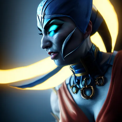 Image similar to Portrait of Kitana, Mortal Kombat 11, expressive pose, highly detailed, ominous vibe, smoke, octane render, cgsociety, artstation, trending on ArtStation, by Travis Sergio Diaz