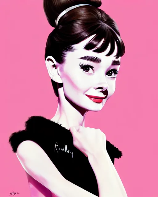 Image similar to full body character concept art of audrey hepburn | | distinct - fine, key visual, realistic shaded perfect face, fine details by stanley artgerm lau, wlop, rossdraws, james jean, andrei riabovitchev, marc simonetti, sakimichan, and jakub rebelka, trending on artstation