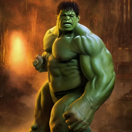 Prompt: the hulk with normal human skin, au naturel, hyper detailed, digital art, trending in artstation, cinematic lighting, studio quality, smooth render, unreal engine 5 rendered, octane rendered, art style by klimt and nixeu and ian sprigger and wlop and krenz cushart