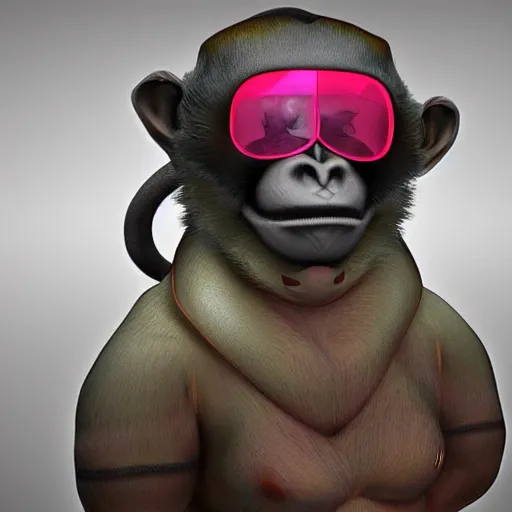 Prompt: 3 d rendered appgamekit character of a samurai monkey by deviant art and james rutkowsky, lowbrow pop surrealism by gabo mendoza