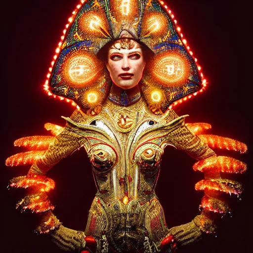 Image similar to uhd photorealisitc inspiring photo of a cosmic namekkian powered up. intricate details. ornate costume. glowing, powering up. hyperdetailed, accurate, global lighting. accurate face. symmetrical face. correct face. photo by annie leibowitz and steve mccurry