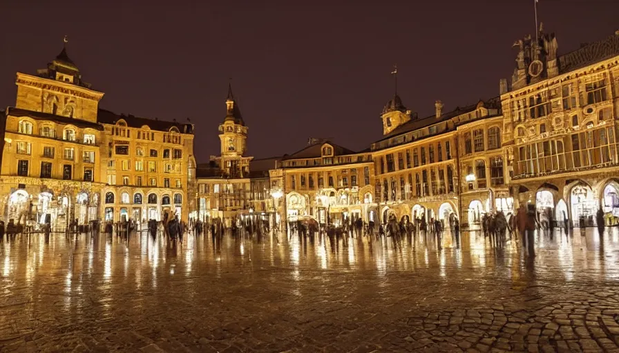 Image similar to a beautiful city square at night