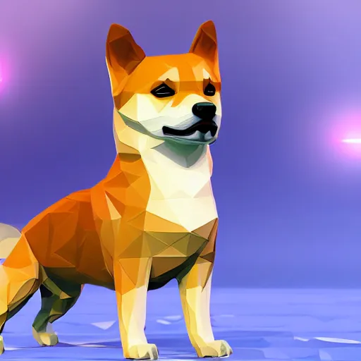 Image similar to shiba inu dog bonk meme, low poly, character design, highly detailed digital art, atmosphere, glow, lens flare, cinematic lightning, hyperrealistic, focused, extreme details, 4 k, ultra detailed, trending on artstation, masterpiece, digital art.