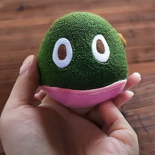 Prompt: a photo of a cute avocado plushie, real trending on instagram image