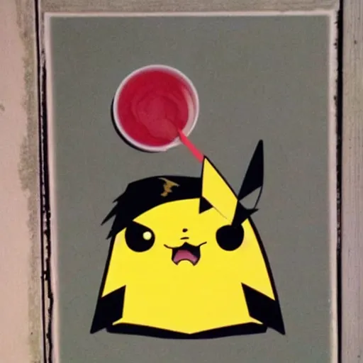 Prompt: pikachu with the face of gerard depardieu drinking red wine
