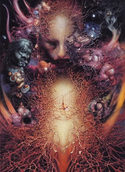 Prompt: detailed image of the creation of the universe by Ayami Kojima, Amano, Karol Bak, Greg Hildebrandt, and Mark Brooks, rich deep purple colors. Beksinski painting, part by Adrian Ghenie and Gerhard Richter. art by Takato Yamamoto. masterpiece . intricate artwork by Tooth Wu and wlop and beeple, greg rutkowski, very coherent symmetrical artwork, cinematic, hyper realism, high detail, octane render, unreal engine, 8k, Vibrant colors, Smooth gradients, High contrast, depth of field. by Katsuhiro Otomo, full body character drawing, inspired by Evangeleon, clean ink detailed line drawing, intricate detail, extremely detailed. painting by Arthur Rackham, Eugene de Blaas, Frederic Leighton