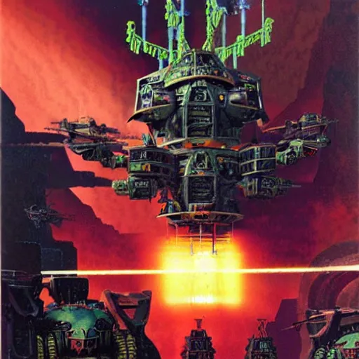 Image similar to war machines from a gate in hell, chris foss, john harris, beeple, wayne barlowe, warhammer 4 0 k