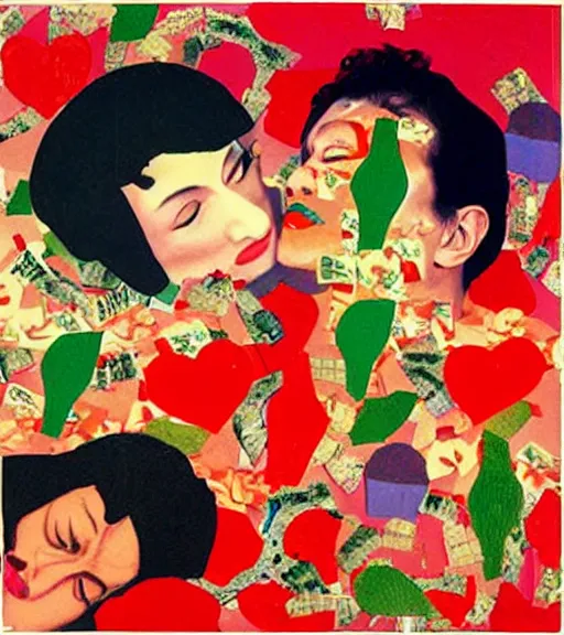 Image similar to And if a kiss could melt a heart show me, collage, by Tadanori Yokoo