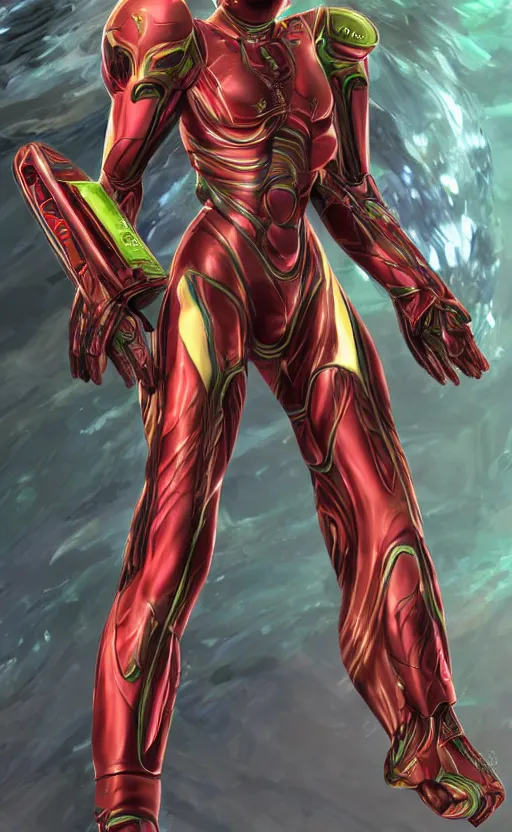 Image similar to samus aran bioorganic varia suit, energetic varia suit, full body portrait, highly detailed, intricate, concept art