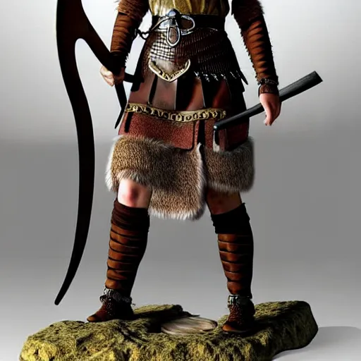 Image similar to a beautiful viking female warrior, realistic, highly detailed.