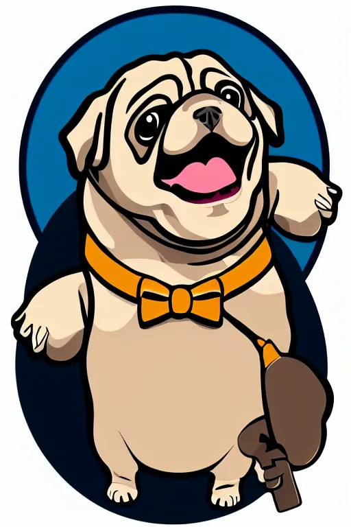 Image similar to Pug that is a sumo wrestler, sticker, colorful, illustration, highly detailed, simple, smooth and clean vector curves, no jagged lines, vector art, smooth