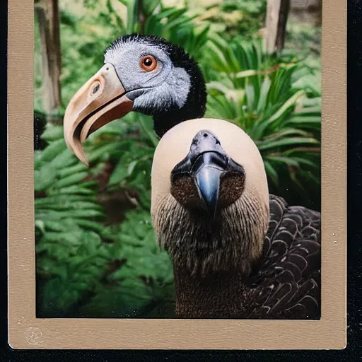 Image similar to real picture of a dodo bird in zoo, taken on Polaroid camera, detailed