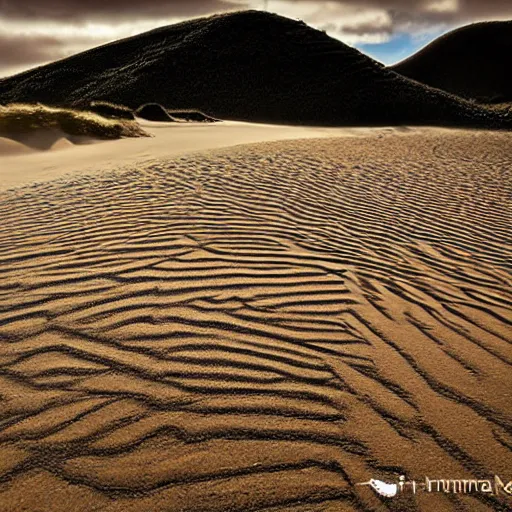 Image similar to sandtrails hokianga, spectacular land, sand and seascapes of the hokianga sand dunes & mitimit digital art, traditional maori