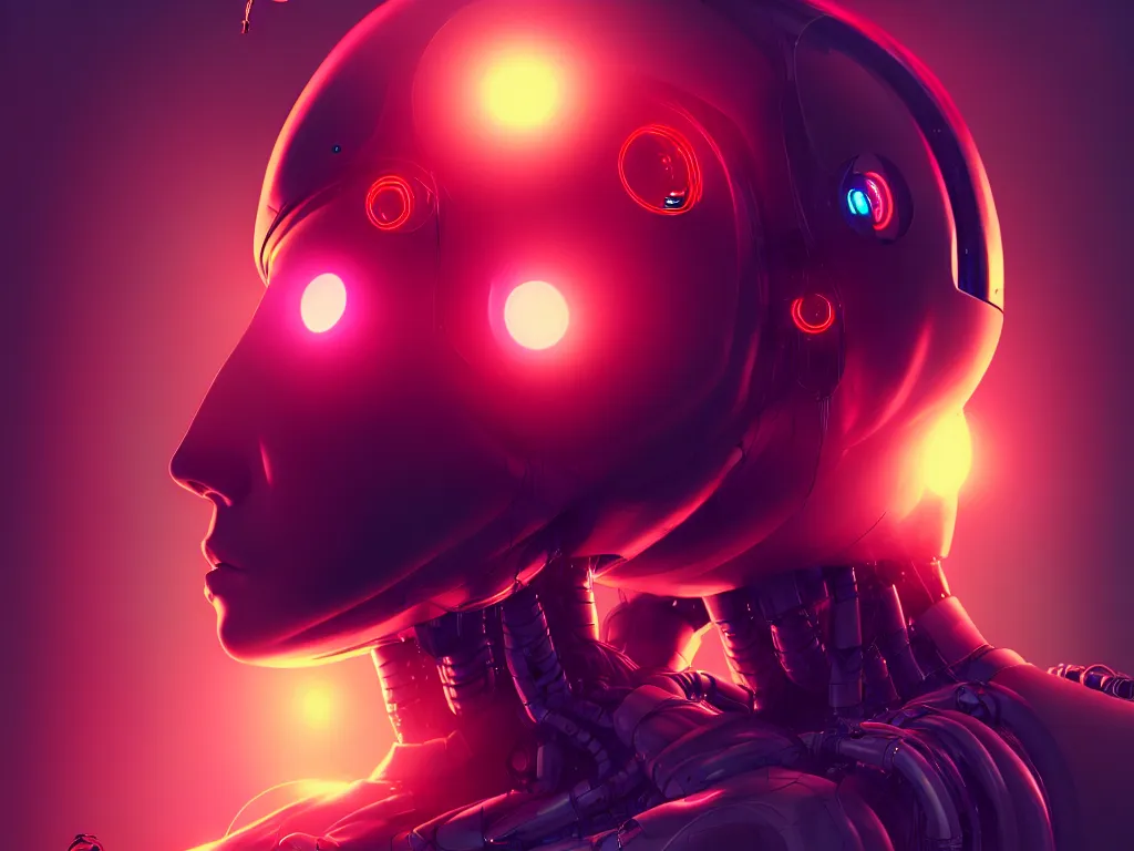 Image similar to humachine humanized experiment, robots inside the head, distopic, cyberpunk, sci - fi, 7 0 s colors, cinematic lighting, digital painting, photorealistic, ultra detailed, 4 k