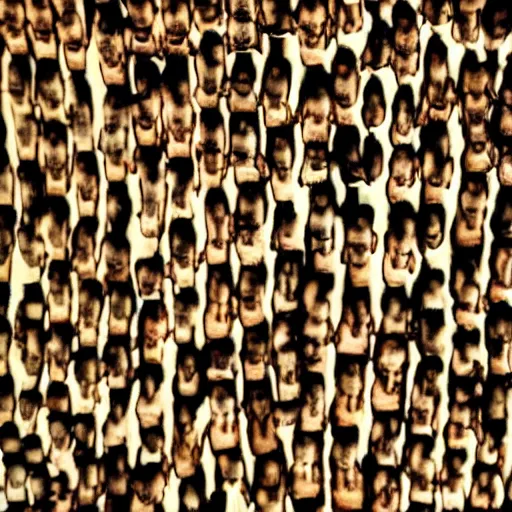 Prompt: a wall of bodies merge together, stunning photograph, micro macro autofocus