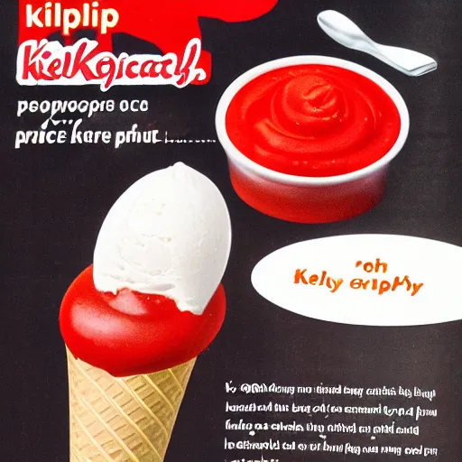 Image similar to product advertisement for ketchup ice cream