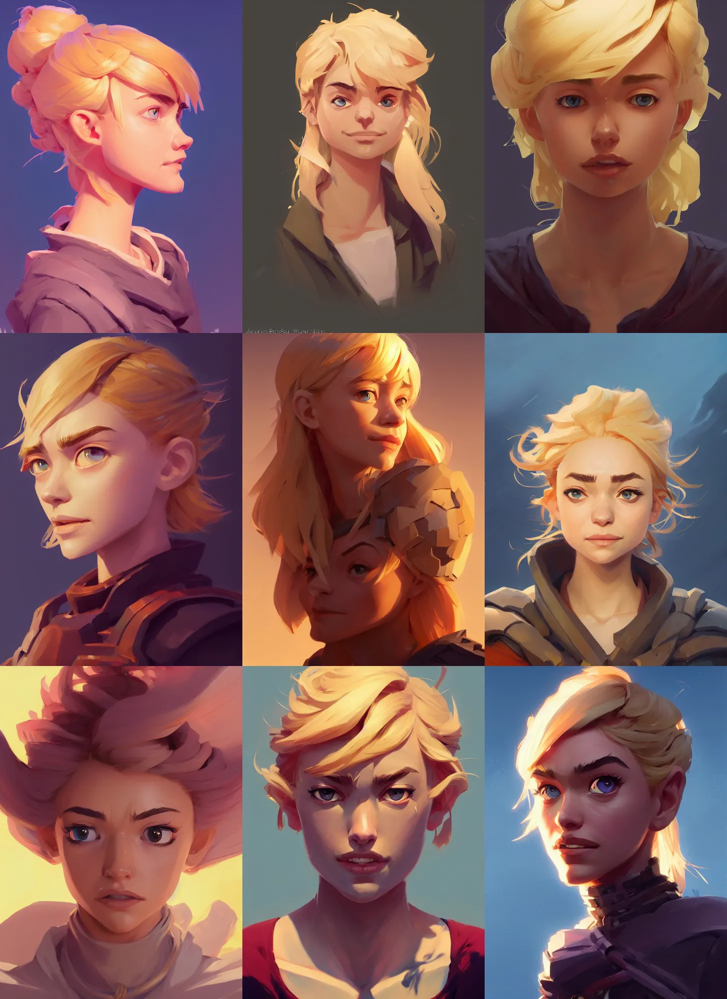 Prompt: just one head, portrait, Imogen Poots D&D Paladin, blonde hair, maya engine on stylized background global illumination lighting, official fanart behance hd artstation by Jesper Ejsing, by RHADS and Makoto Shinkai and Lois van baarle and ilya kuvshinov and rossdraws