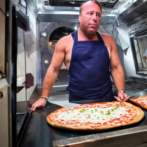 Prompt: Alex Jones Making Pizza In Space