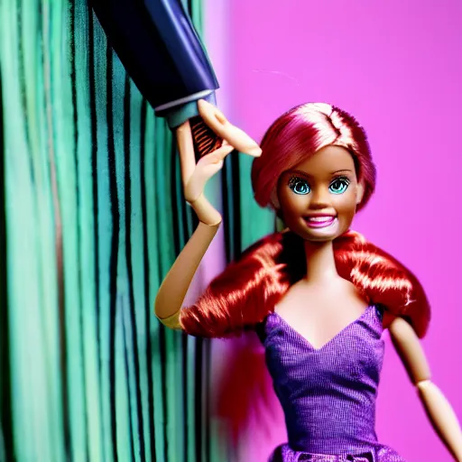 Prompt: jim carrey as a barbie doll, photography, toy,