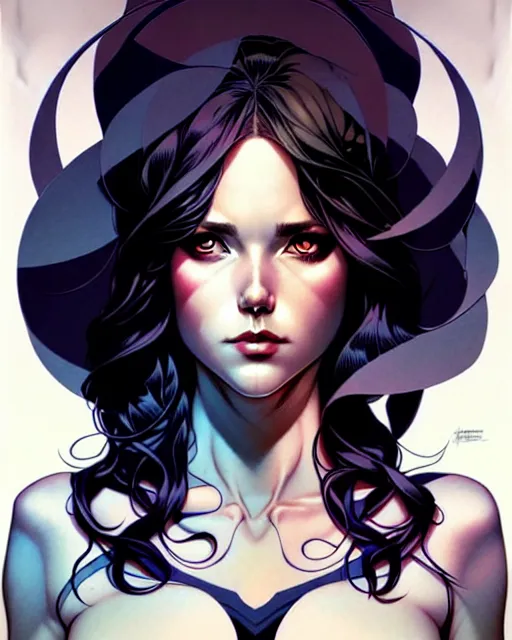 Image similar to artgerm, joshua middleton comic cover art, full body pretty even rachel wood faye elf, symmetrical eyes, symmetrical face, long curly black hair, beautiful forest, cinematic lighting